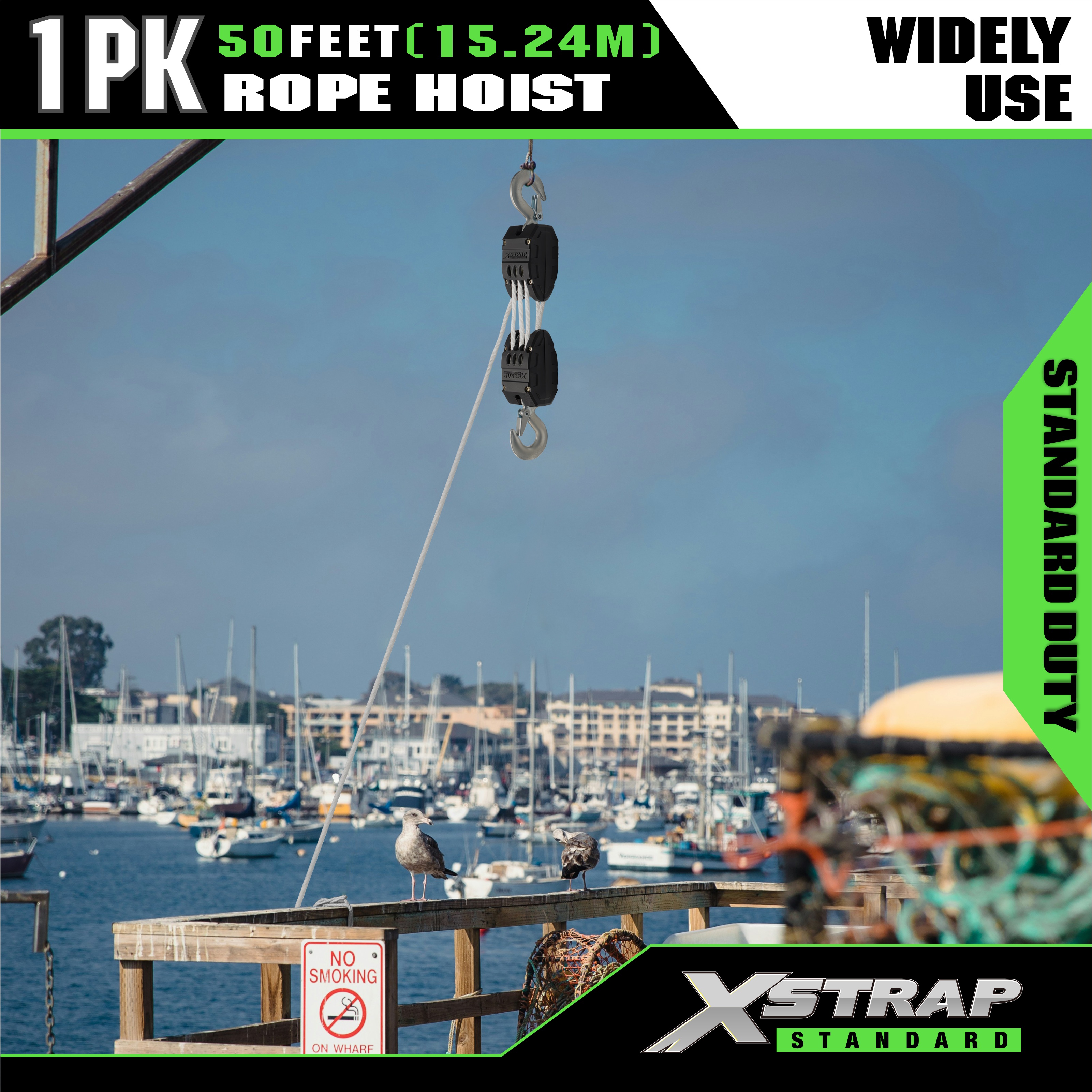 XSTRAP AHLT0003 Biely lanový kladkostrojový kladkostroj s kapacitou 1000 LB