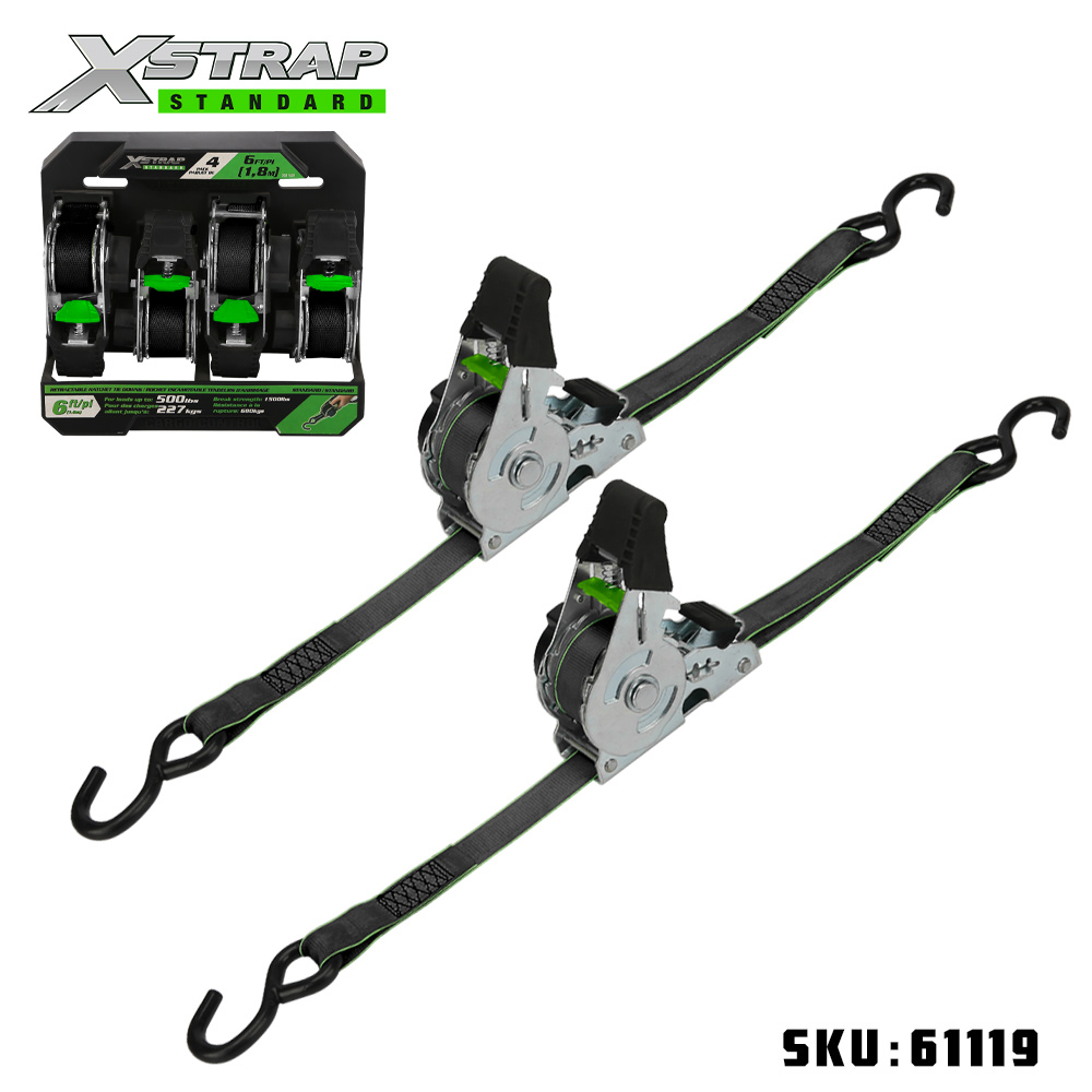 Xstrap 61119 1” x 10’ 2PK zasúvateľná račňa na viazanie s háčikmi S 500 lb SWL