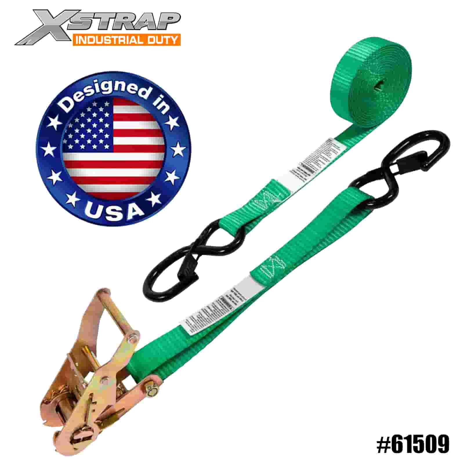 Xstrap 61509 1” x 15” 4PK račňový popruh s bezpečnostnými S háčikmi 400 lb SWL