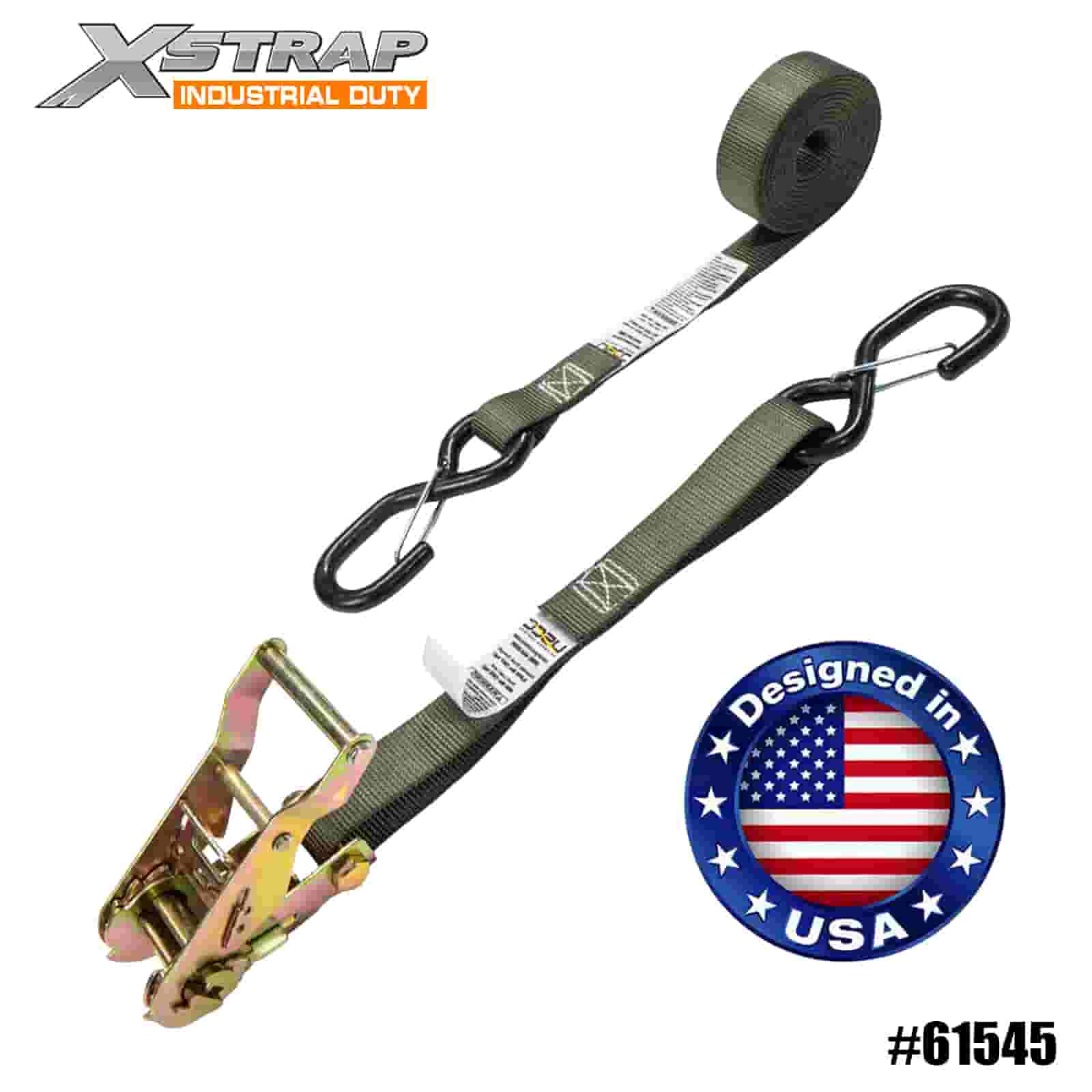 Xstrap 61545 4PK 1” x 8” račňový remienok s bezpečnostnými S háčikmi potiahnutými vinylom 833 lb SWL